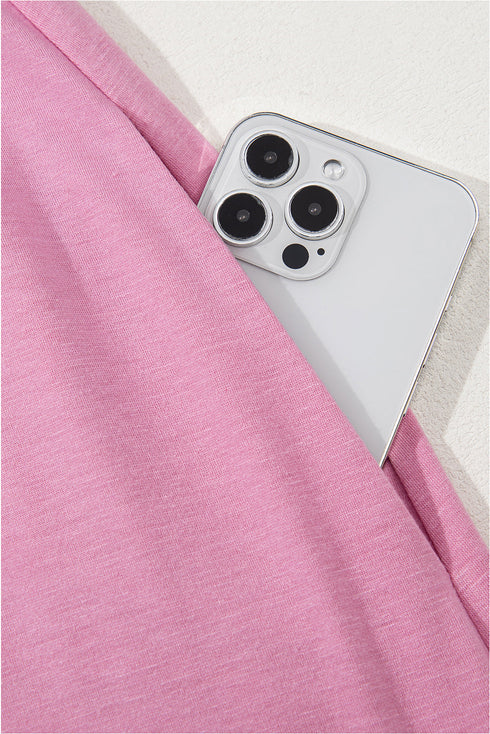Effortless Solid High Waist Pocketed Short Sleeve Maxi T Shirt Dress